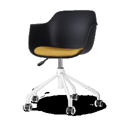 Nolon Nout-liz bureaustoel met okergeel zitkussen wit onderstel