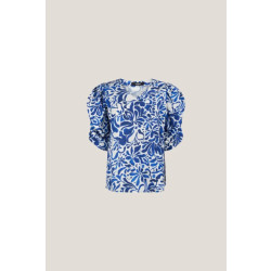 Jansen Amsterdam Florine wbf180 woven printed top off white/blue