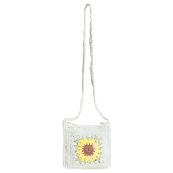 Smashed Lemon 56025 gehaakte vierkante crossbody tas licht met zonnebloemprint |