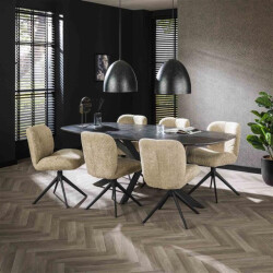 Hoyz eetkamertafel 215 deens ovaal 3d melamine slate stone