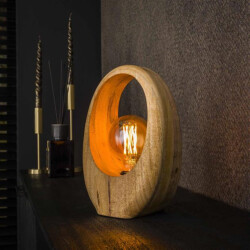 Hoyz tafellamp arch wood 1l massief mango naturel