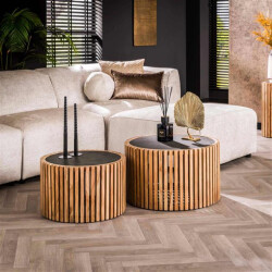 Hoyz salontafel slate round leisteen set van 2