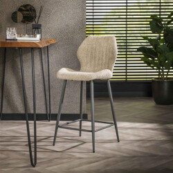 Hoyz barstoel boucle lendesteun 2 stuks boucle zandkleur