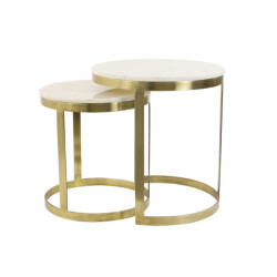 Light & Living bijzettafel perlato Ø49x52cm - set van 2