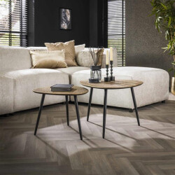 Hoyz salontafel set-2 driehoekig metallic 59x80x43cm brons antiek