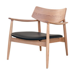 Artichok Oliver houten fauteuil naturel met zwarte kunstleren zitting