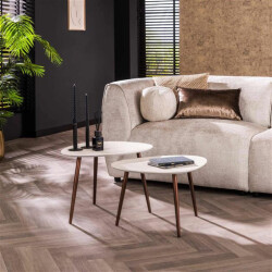 Hoyz salontafel stone marmer composiet set van 2