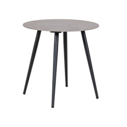 House Nordic Lazio side table side table with ceramic table top, gray with black legs, Ø45 cm