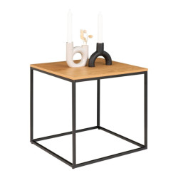 House Nordic Vita sidetable side table with black frame and oak look top 45x45x45 cm