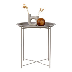 House Nordic Bastia side table side table in beige grey powdercoated steel Ã˜47x50,5 cm