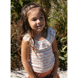 Looxs Revolution Striped top coral voor meisjes in de kleur