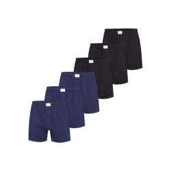 Phil & Co Wijde boxershorts jersey stretch effen blauw/zwart 6-pack