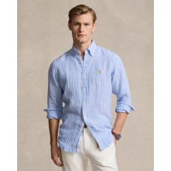 Polo Ralph Lauren Gestreept linnen overhemd lichtblauw