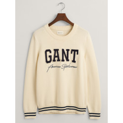 Gant Collegiate sweater ronde hals cream