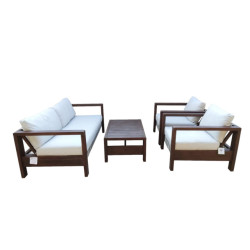 Eurofar Zambra lounge set 4pcs ( 2x armchair bench coffee table) braided outdoor 30mm off white