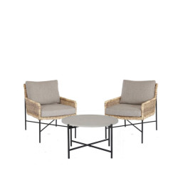 Eurofar Estoril lounge set 3pcs (2x chair carpiano table 50x50x36cm) steel black