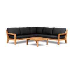 Eurofar Harby lounge corner set 4pcs (left arm right arm corner table 80x80x28 5cm) wood acacia light teak look