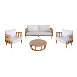 Eurofar Mataro lounge set 4pcs (2x chair bench 79x166x60 5cm table 80x80x24 5cm) (000314) wood acacia light teak look