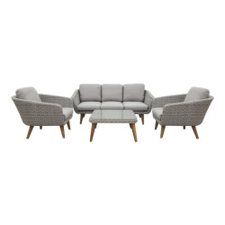 Eurofar Mira lounge set (12053) (3-seater bench 86x182x73cm 2x louge chair table 80x80x40cm) alu light grey
