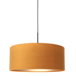 Steinhauer Hanglamp met okergele velvet kap sparkled light goud