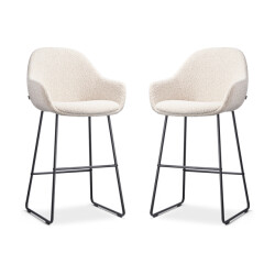 Nolon Nino-mae barkruk bouclé zwart onderstel 65 cm set van 2