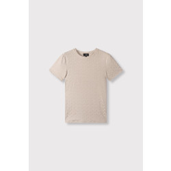 Alix The Label Ladeis knitted a jaquard t-shirt taupe
