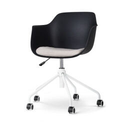 Nolon Nout-liz bureaustoel met beige zitkussen wit onderstel