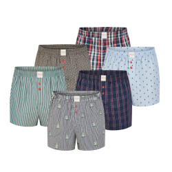 Phil & Co Wijde boxershorts heren geweven katoen multipack 6-pack d315