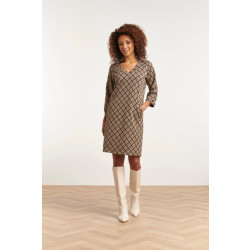 Smashed Lemon 23519 dames retro jurk met sand aztec print