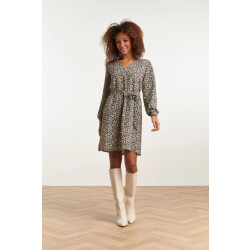 Smashed Lemon 23509 dames langemouw v-hals jurk |