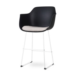 Nolon Nino-liz barkruk en beige zitkussen wit onderstel 75 cm