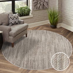 Muratap Lindo pure effen modern vloerkleed taupe laagpolig 200 cm rond- 200 cm