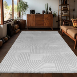 Muratap Arte designer vloerkleed laagpolig luxe tapijt woonkamer slaapkamer zilver / 160x230 cm