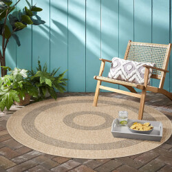 Muratap Natur vloerkleed berlin rond buitenkleed sisal laagpolig indoor en outdoor 120 cm rond