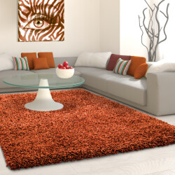 Muratap Basic shaggy vloerkleed terra / oranje hoogpolig- 60x110 cm