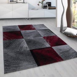 Muratap Plus vloerkleed laagpolig tapijt woonkamer grijs / rood- 80x300 cm