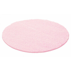 Muratap Basic rond shaggy vloerkleed roze hoogpolig- 160 cm rond