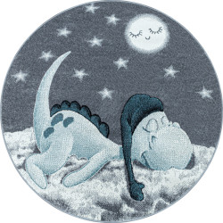 Muratap Bambi dino kinderkamer rond vloerkleed laagpolig grijs- 120 cm rond