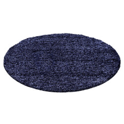 Muratap Basic shaggy vloerkleed donker blauw hoogpolig- 160 cm rond