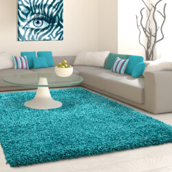 Muratap Basic shaggy vloerkleed turquoise hoogpolig- 80x150 cm