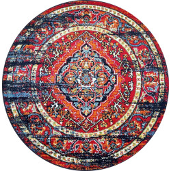 Muratap Vintage marrakech vloerkleed zwart / multi laagpolig- 200 cm rond