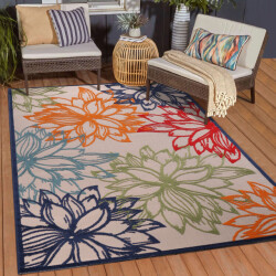Muratap Binnen en buiten vloerkleed floral outdoor laagpolig tapijt 60x110 cm