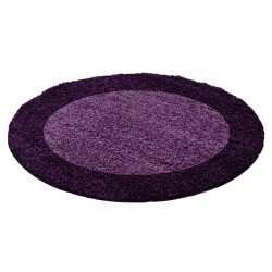 Muratap Basic rond shaggy kader vloerkleed hoogpolig- 120 cm rond