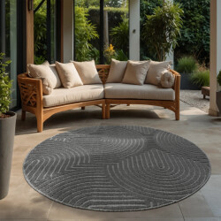 Muratap Berlin outdoor japandi rond - vloerkleed binnen en buiten laagpolig tapijt tuin- 120 cm rond