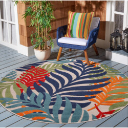 Muratap Binnen en buiten rond vloerkleed floral outdoor laagpolig tapijt 200 cm rond