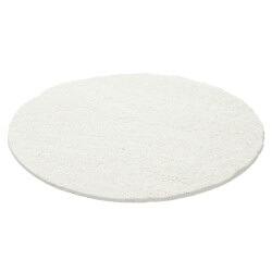 Muratap Basic rond shaggy vloerkleed creme hoogpolig- 200 cm rond