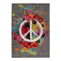 Muratap Freestyle peace vloerkleed laagpolig grijs 120x170 cm