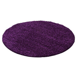 Muratap Basic rond shaggy vloerkleed paars hoogpolig- 200 cm rond
