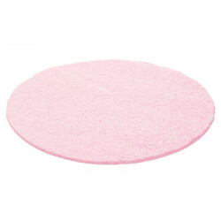 Muratap Basic rond shaggy vloerkleed roze hoogpolig- 200 cm rond