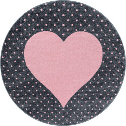 Muratap Bambi love kinderkamer rond vloerkleed laagpolig grijs- 160 cm rond